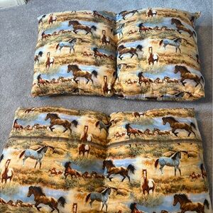 2 Wild Horse Print Cushions ,